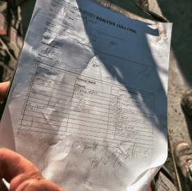 Second photo of the completed job safety analysis form.